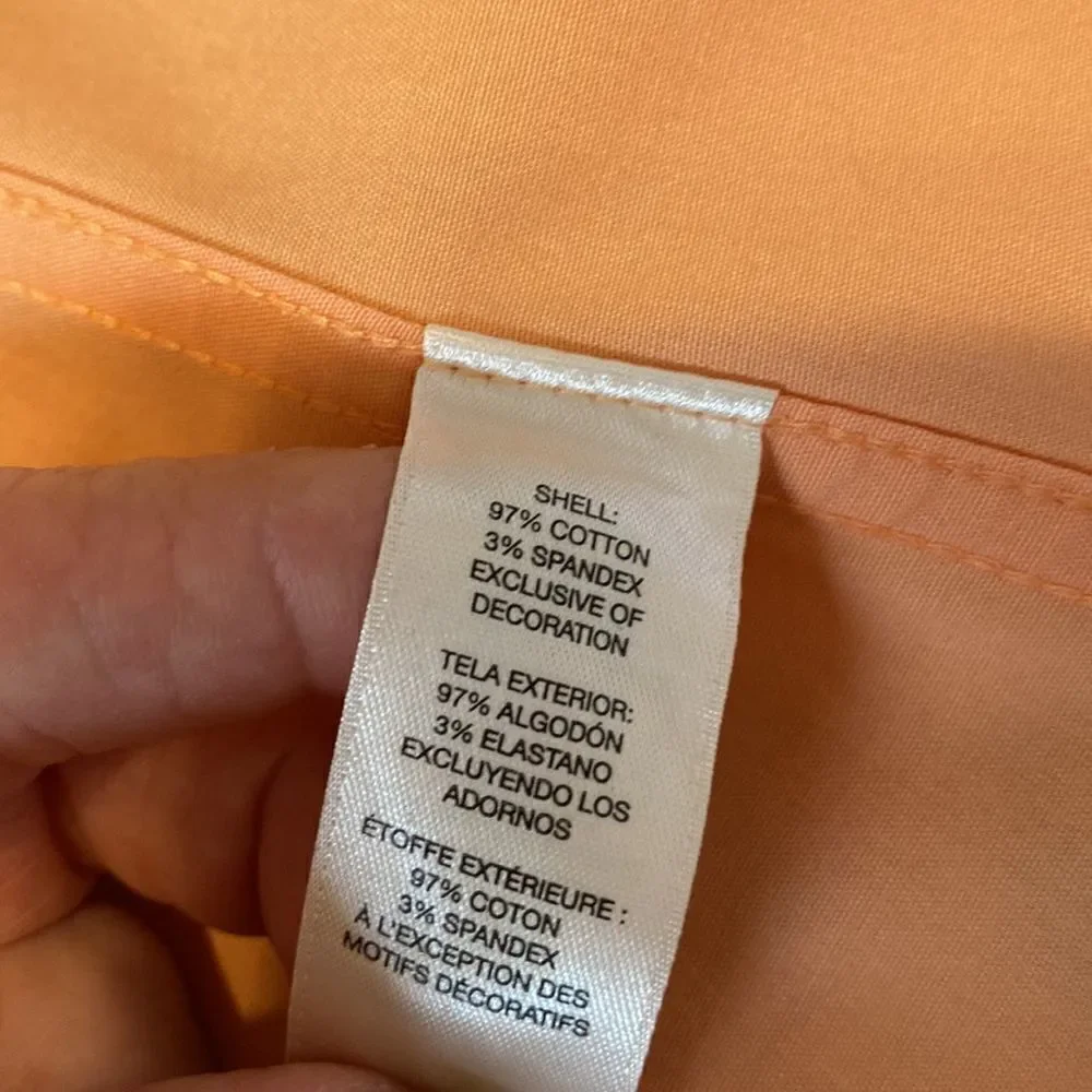 Chico’s No-iron Button Down Blouse with Convertible Sleeves Apricot Size 0